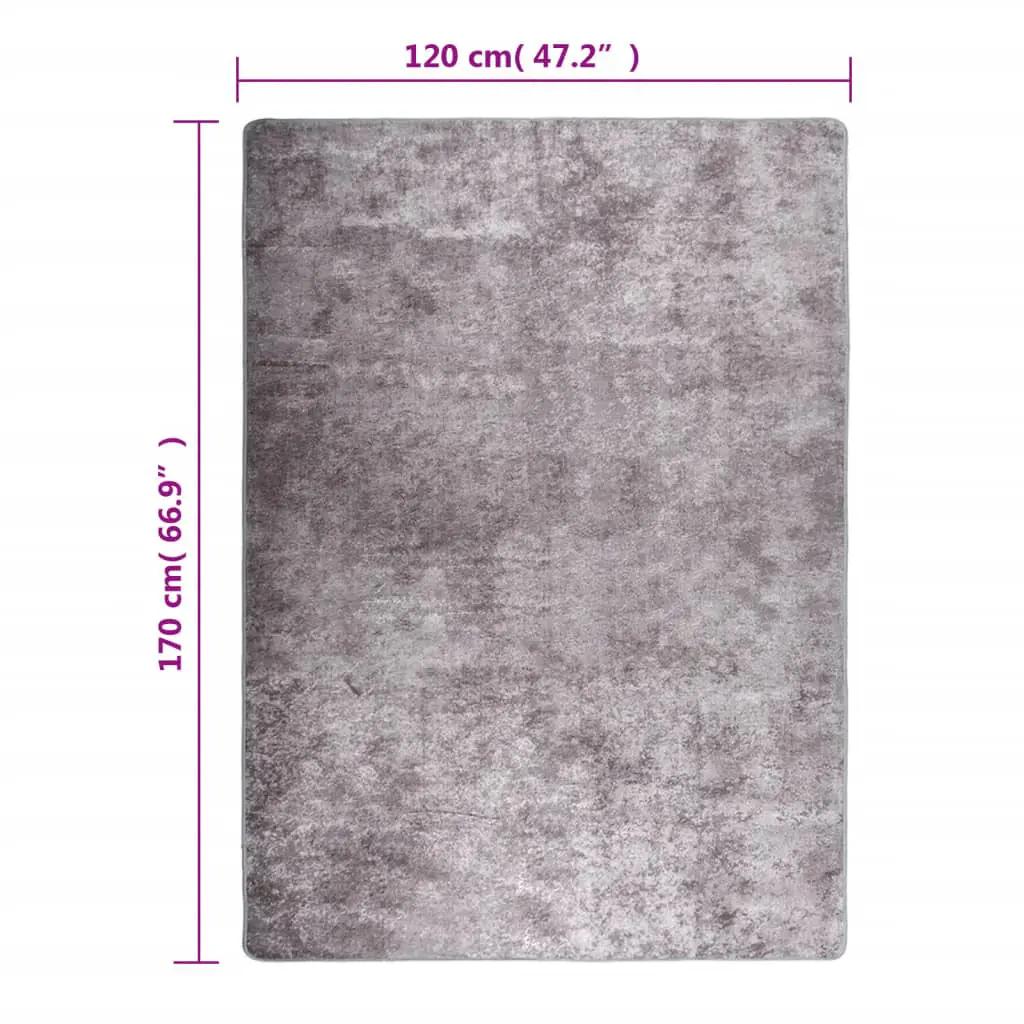 Vloerkleed wasbaar anti-slip 120x170 cm grijs (5)