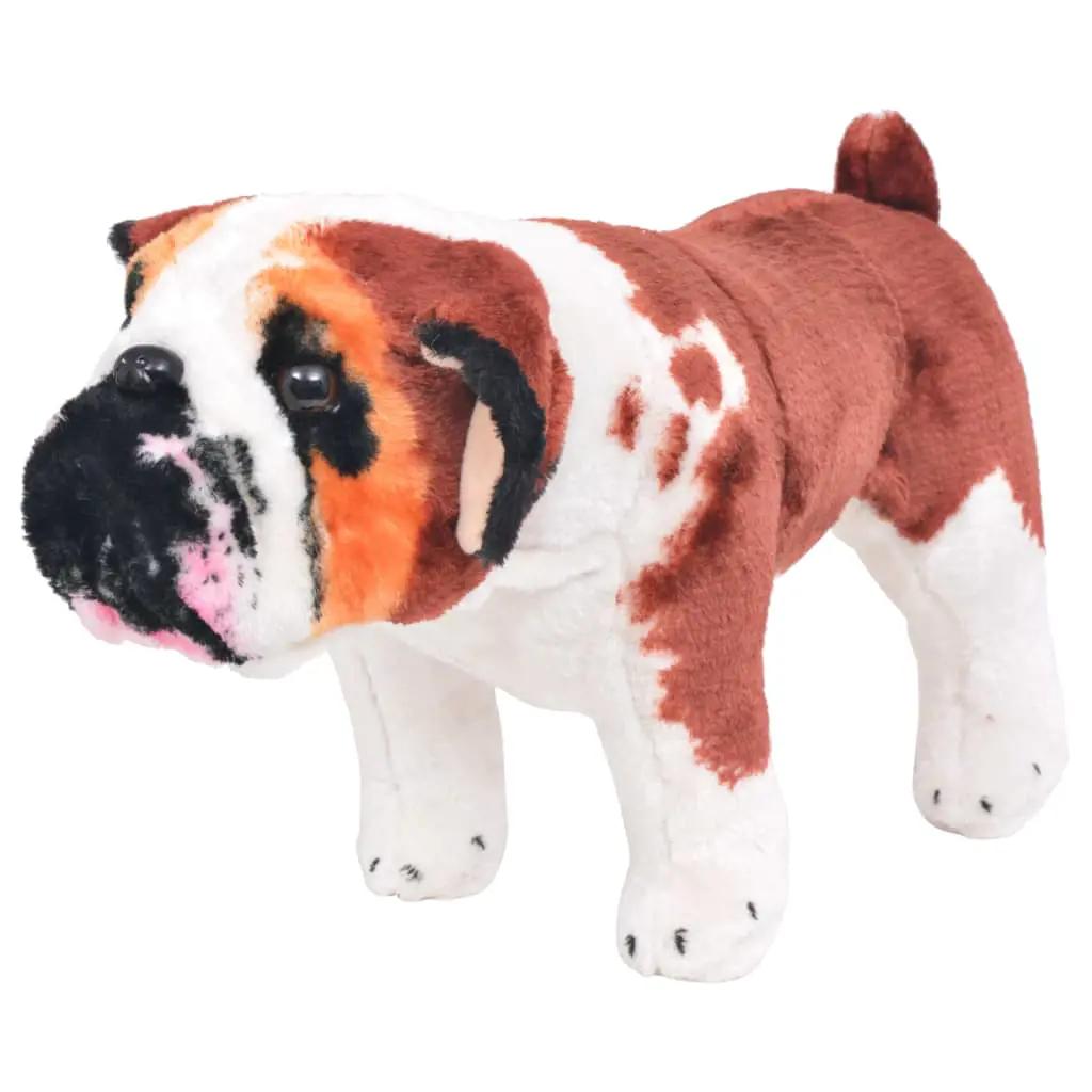 Speelgoedbulldog staand XXL pluche wit en bruin (1)