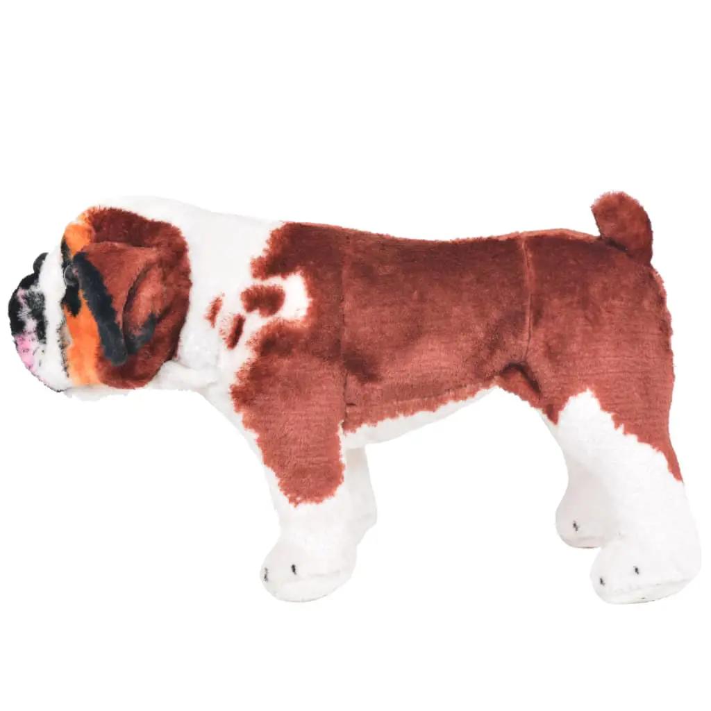 Speelgoedbulldog staand XXL pluche wit en bruin (2)