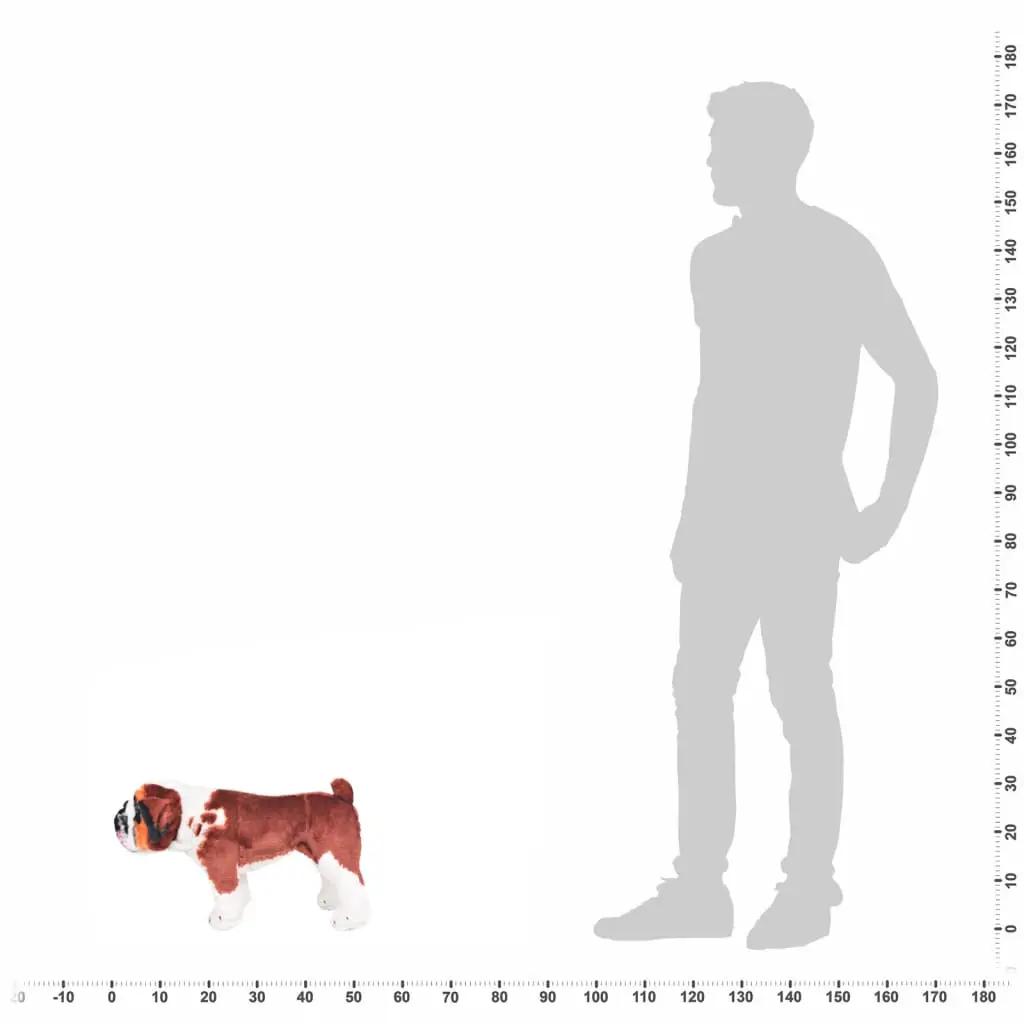 Speelgoedbulldog staand XXL pluche wit en bruin (4)