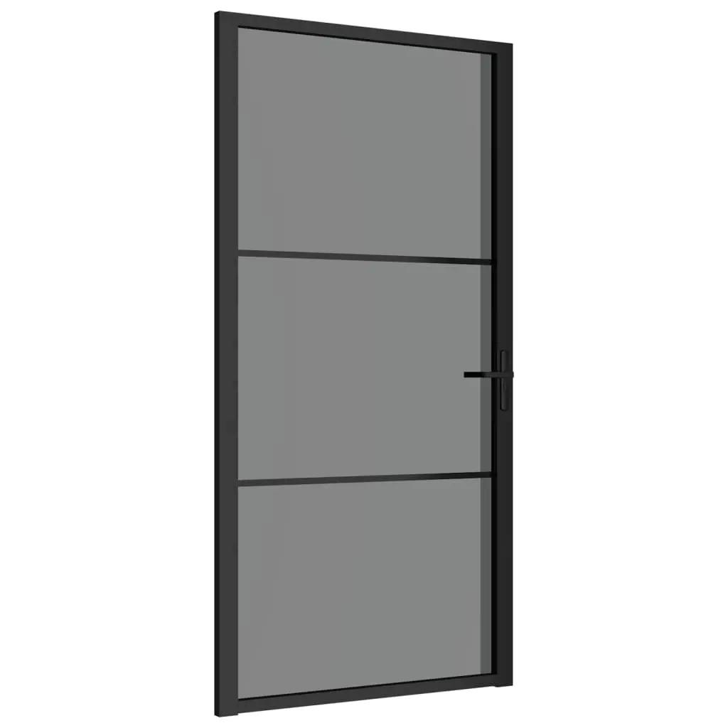 Binnendeur 102,5x201,5 cm ESG-glas en aluminium zwart (2)