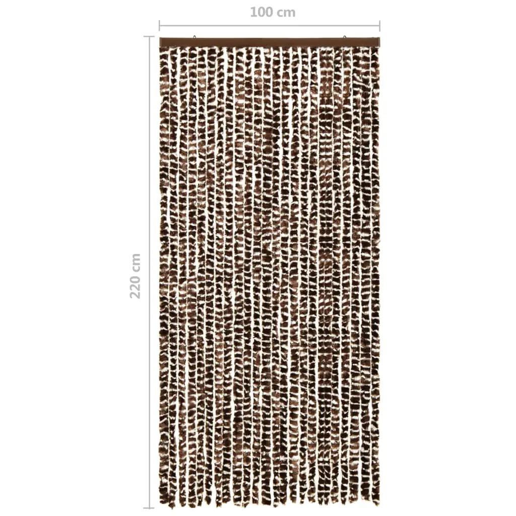 Vliegengordijn 100x220 cm chenille bruin en wit (6)