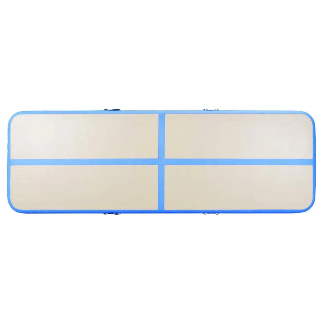 Gymnastiekmat met pomp opblaasbaar 300x100x10 cm PVC blauw (5)