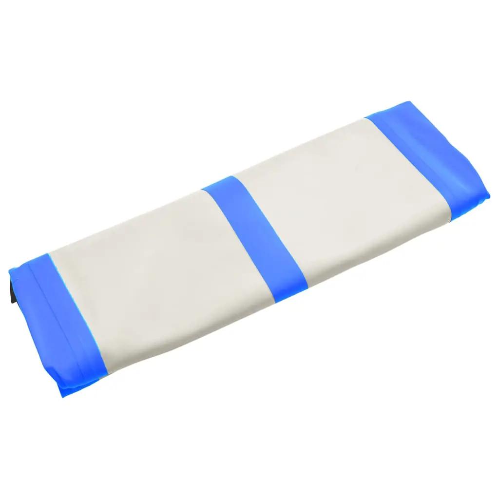Gymnastiekmat met pomp opblaasbaar 800x100x15 cm PVC blauw (11)