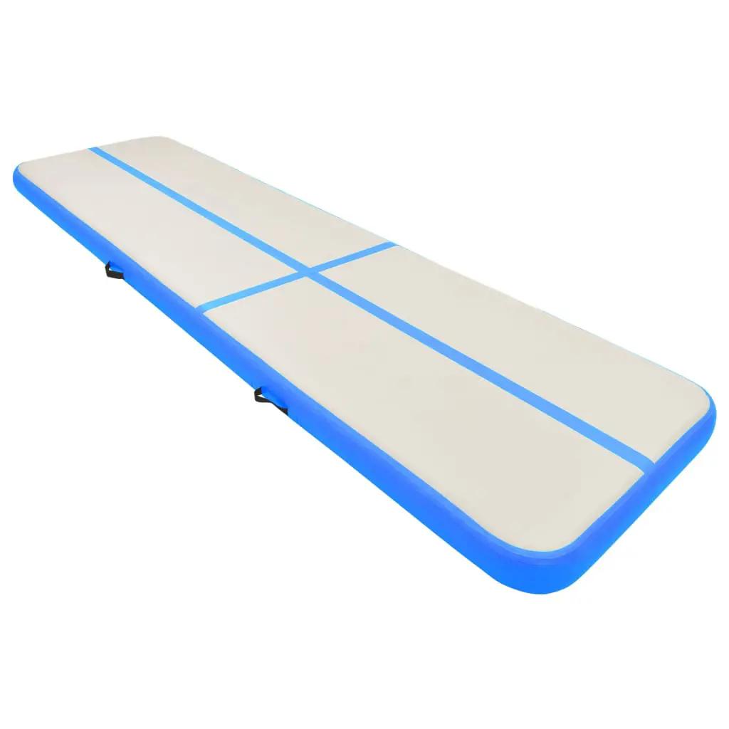 Gymnastiekmat met pomp opblaasbaar 800x100x15 cm PVC blauw (2)