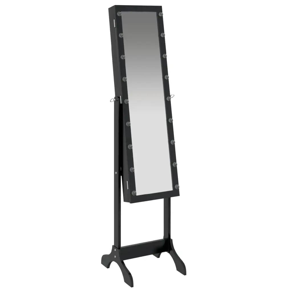 Spiegel vrijstaand met LED's 34x37x146 cm zwart (8)