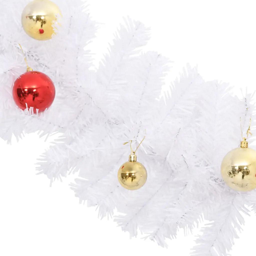 Kerstslinger versierd met kerstballen 5 m wit (6)