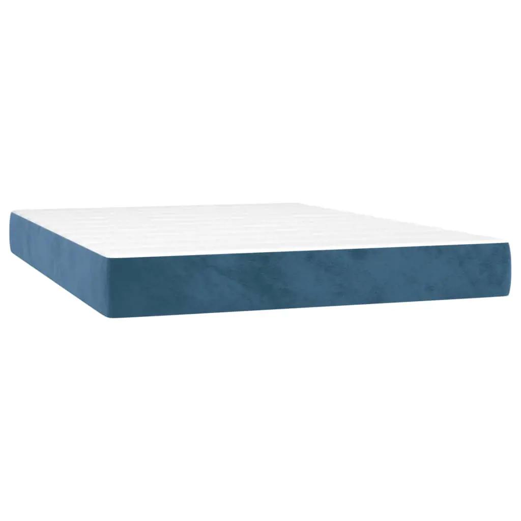 Boxspring met matras fluweel donkerblauw 140x190 cm (5)