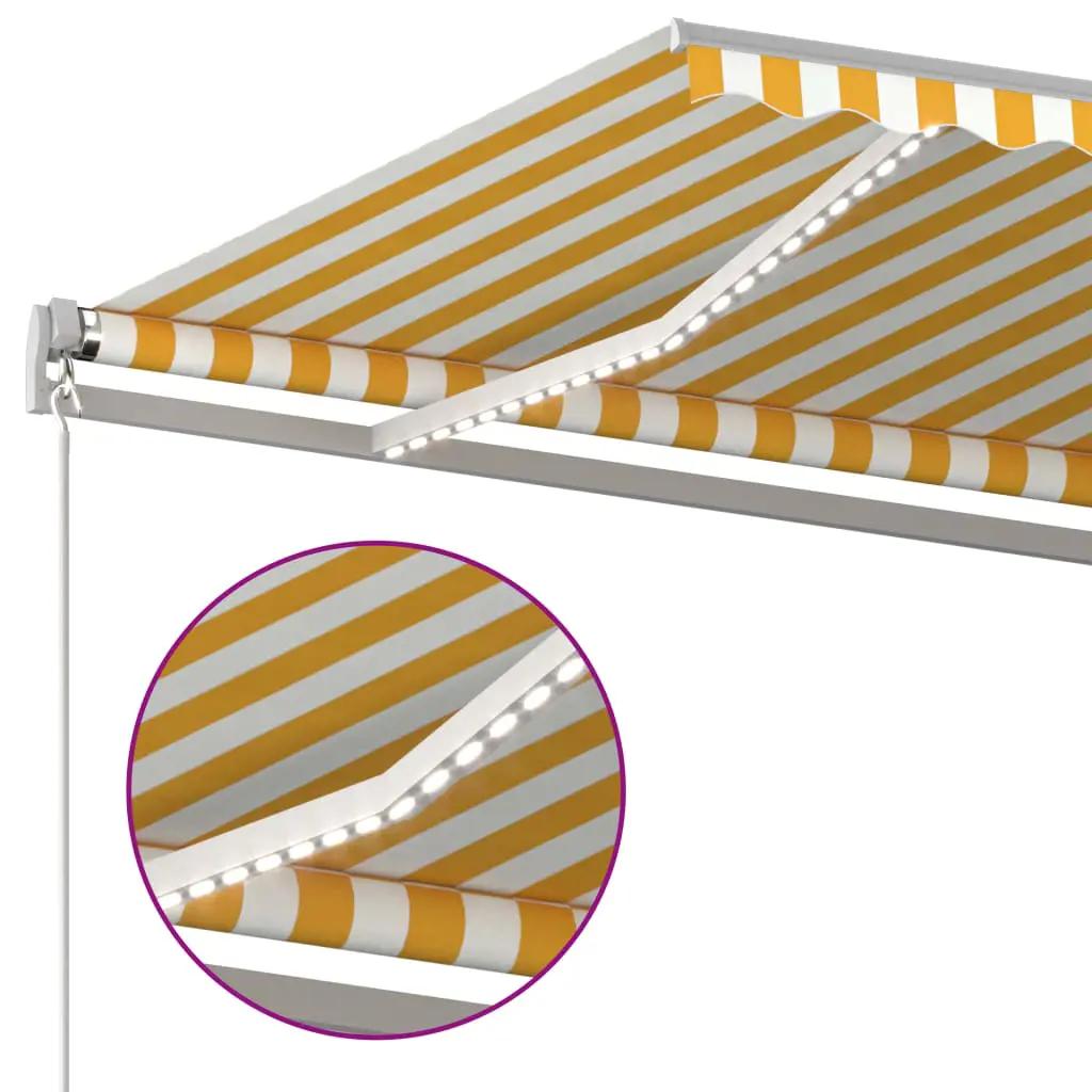 Luifel automatisch met LED en windsensor 4,5x3 m geel en wit (6)