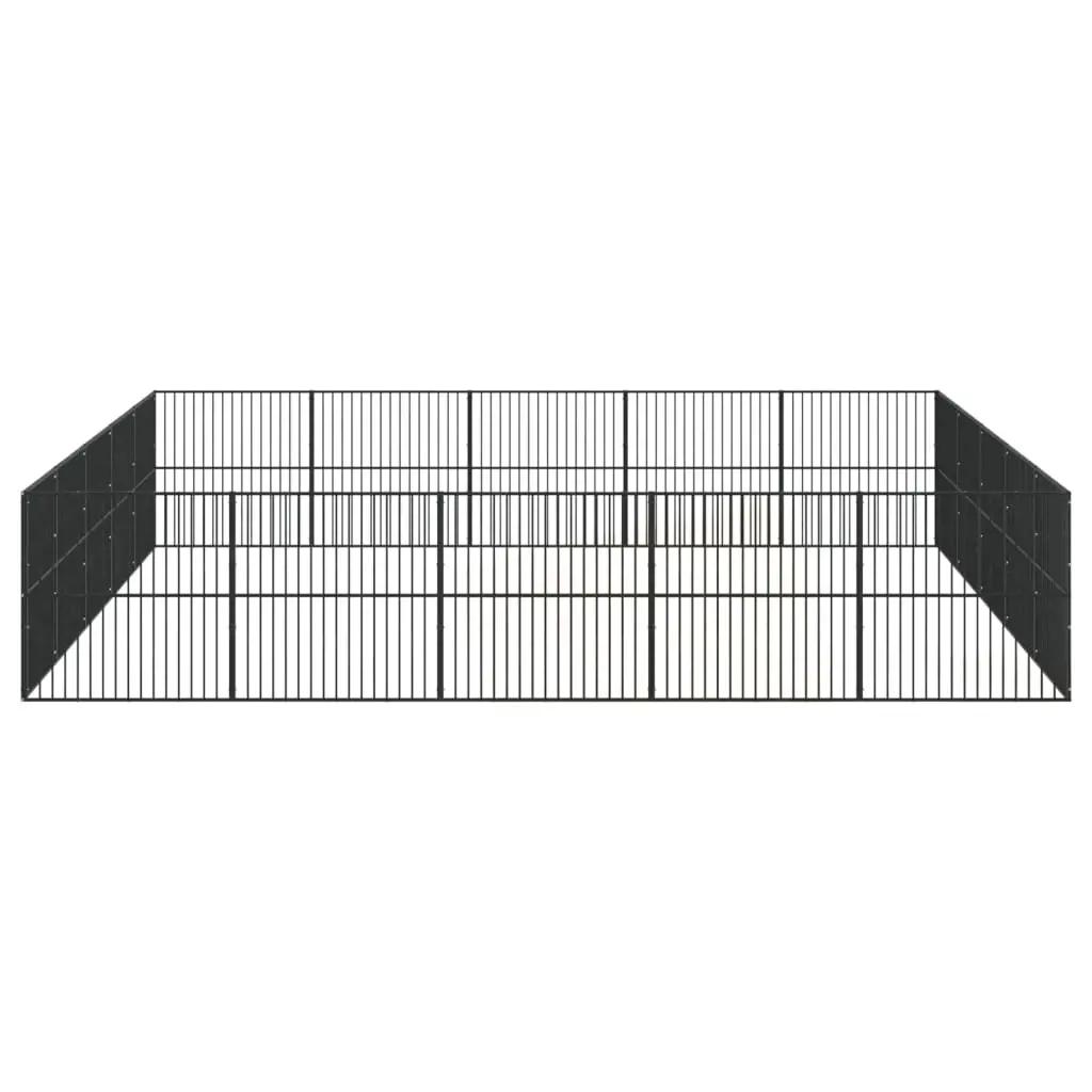 Hondenkennel 20 panelen gepoedercoat staal zwart (5)
