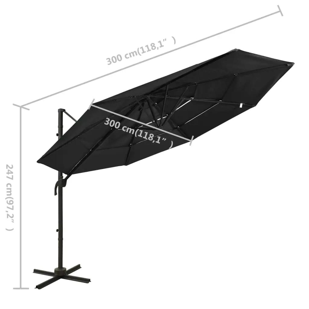 Parasol 4-laags met aluminium paal 3x3 m zwart (8)