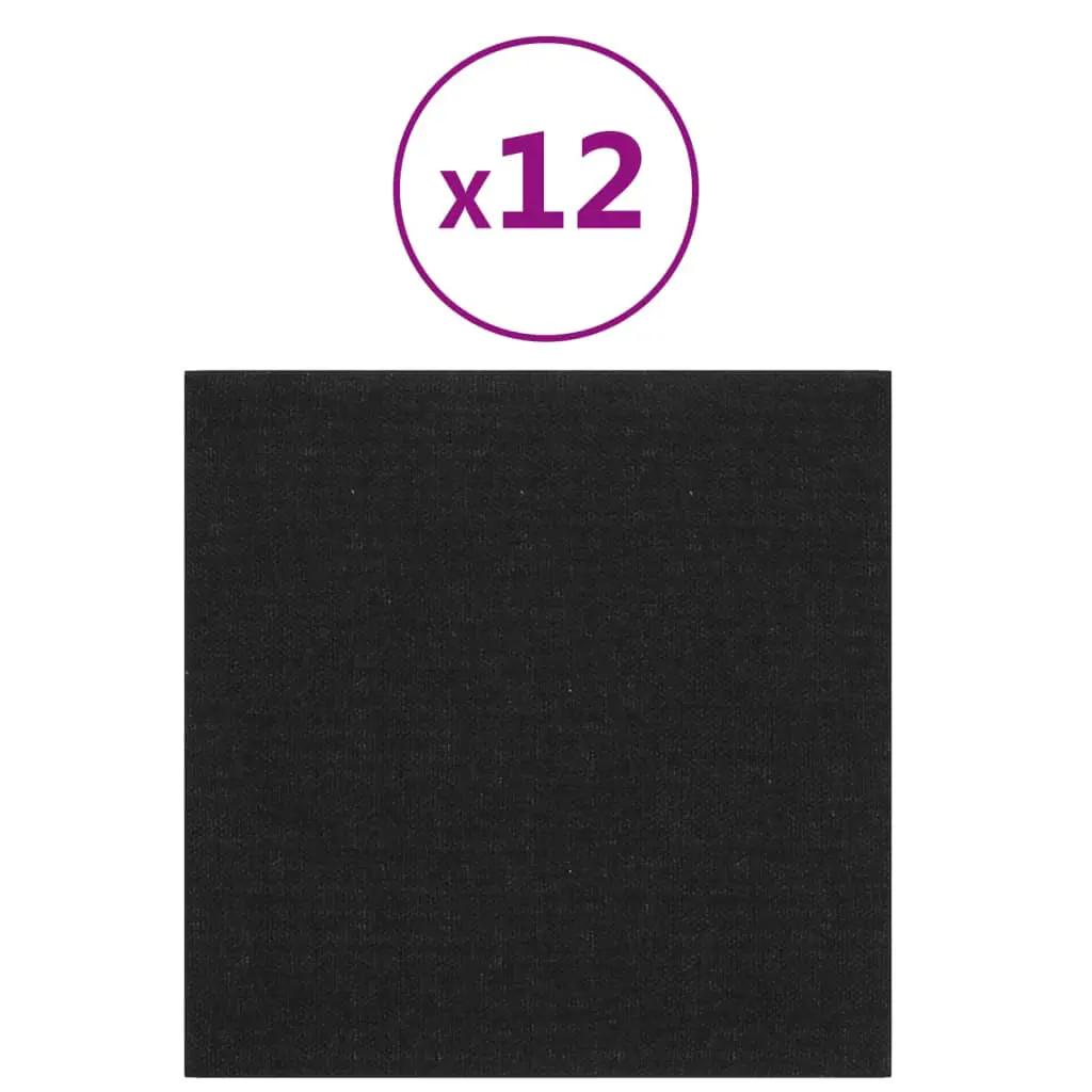 Wandpanelen 12 st 1,08 m² 30x30 cm stof zwart (2)