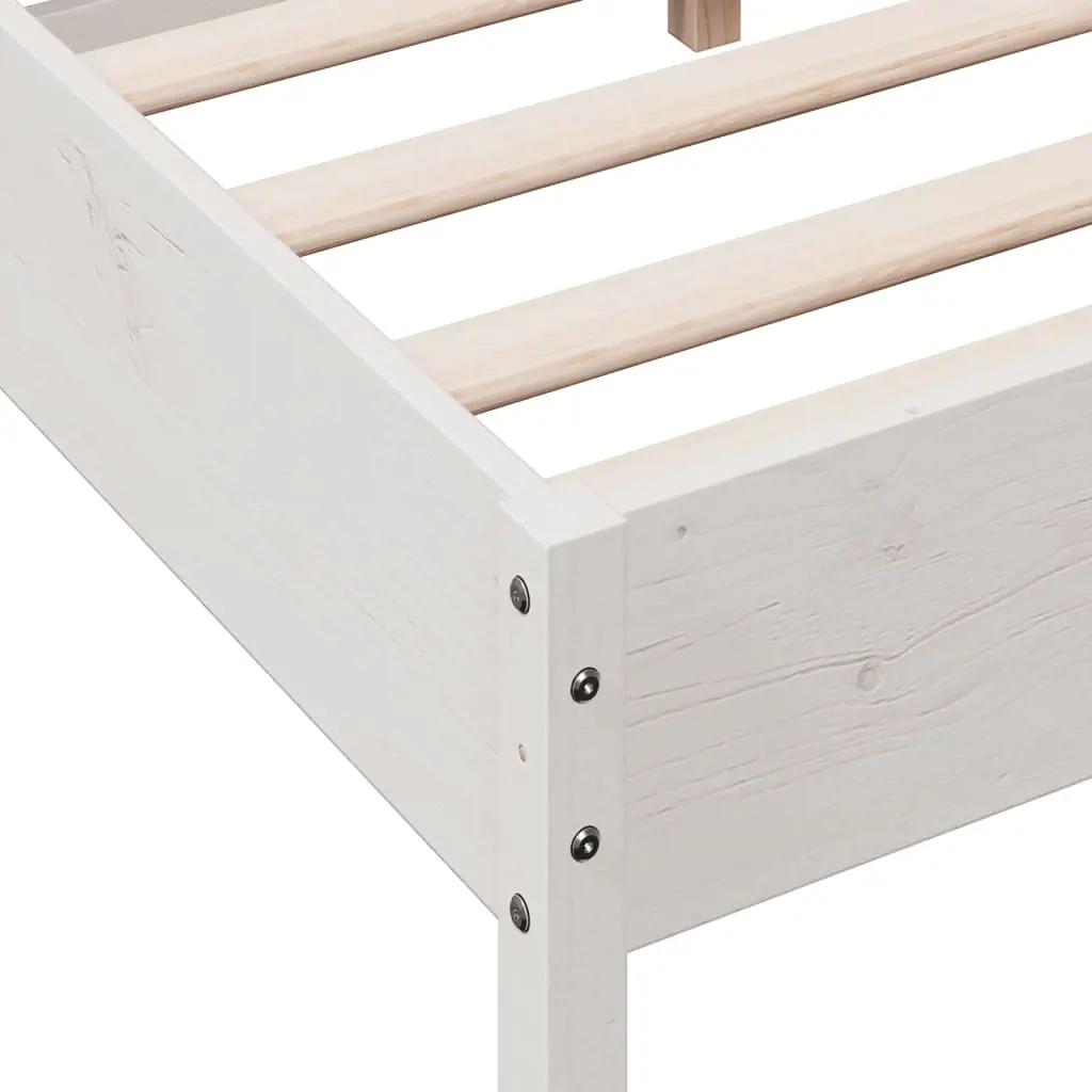 Bedframe met hoofdbord massief grenenhout wit 160x200 cm (7)