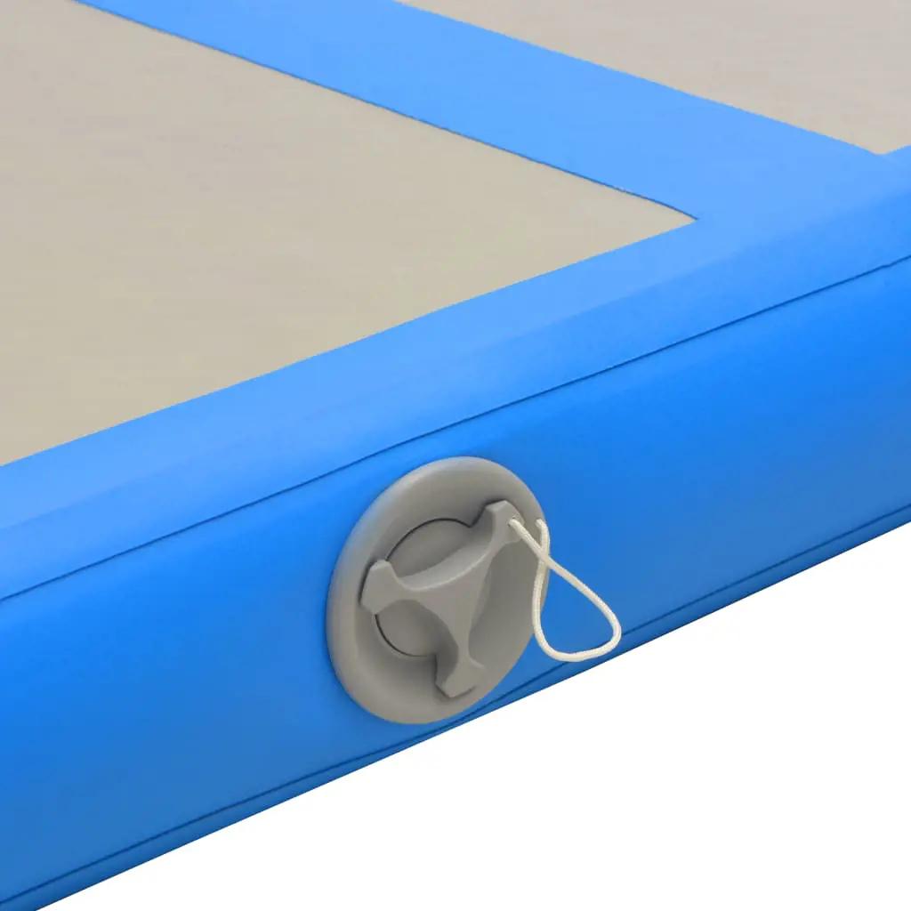 Gymnastiekmat met pomp opblaasbaar 300x100x10 cm PVC blauw (8)
