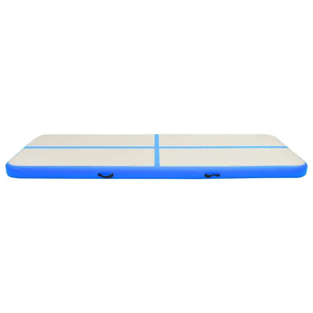 Gymnastiekmat met pomp opblaasbaar 400x100x20 cm PVC blauw (4)