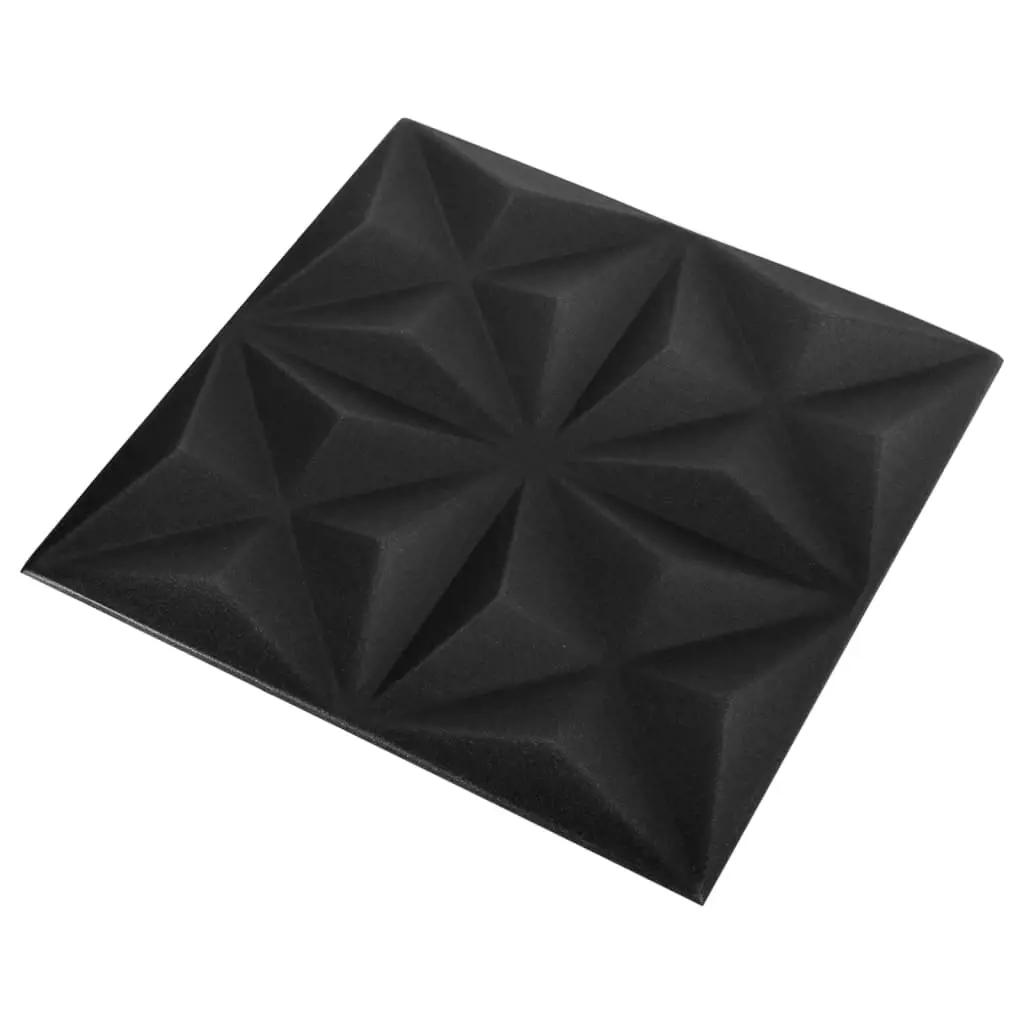 12 st Wandpanelen 3D origami 3 m² 50x50 cm zwart (3)