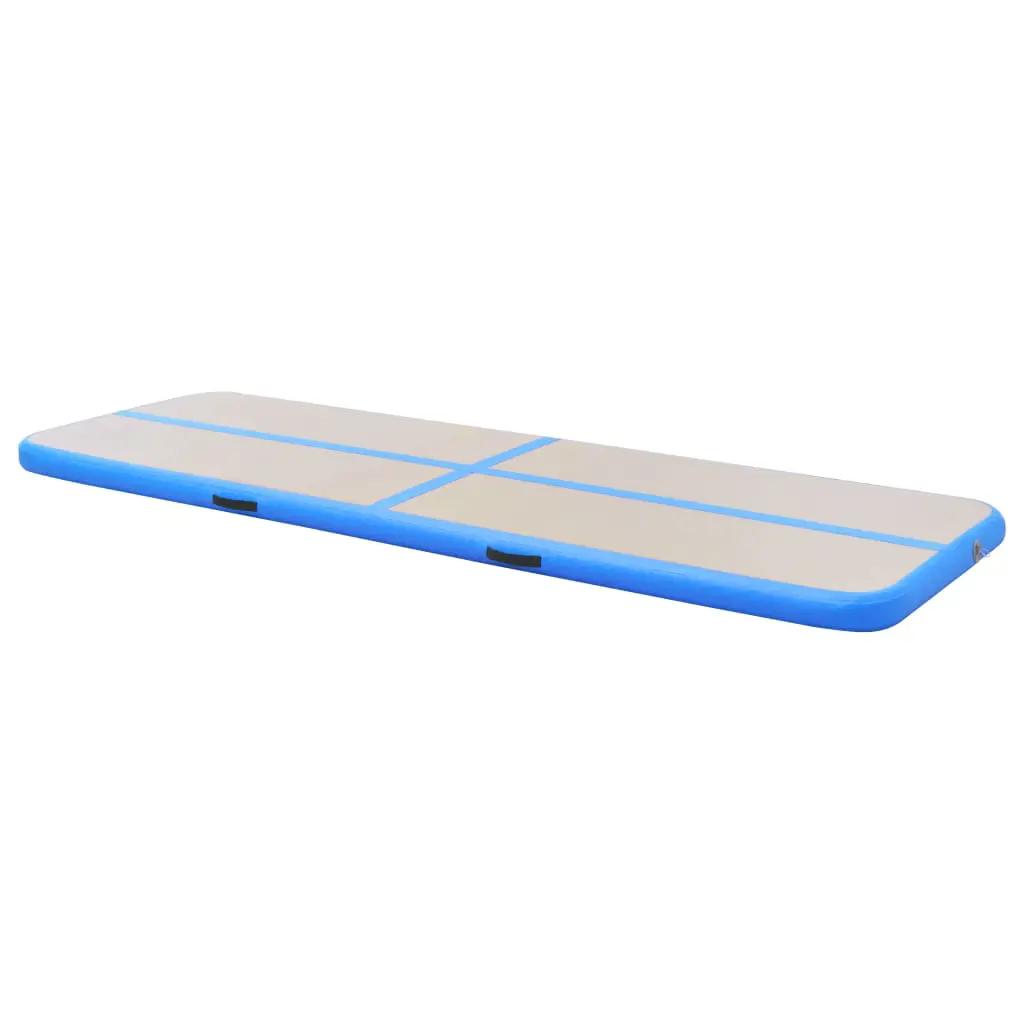 Gymnastiekmat met pomp opblaasbaar 300x100x10 cm PVC blauw (4)