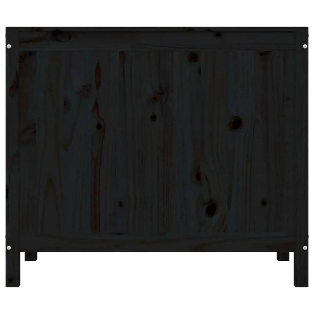 Wasmand 88,5x44x76 cm massief grenenhout zwart (6)