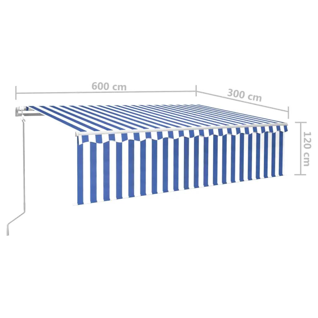 Luifel automatisch rolgordijn LED windsensor 6x3 cm blauw wit (9)