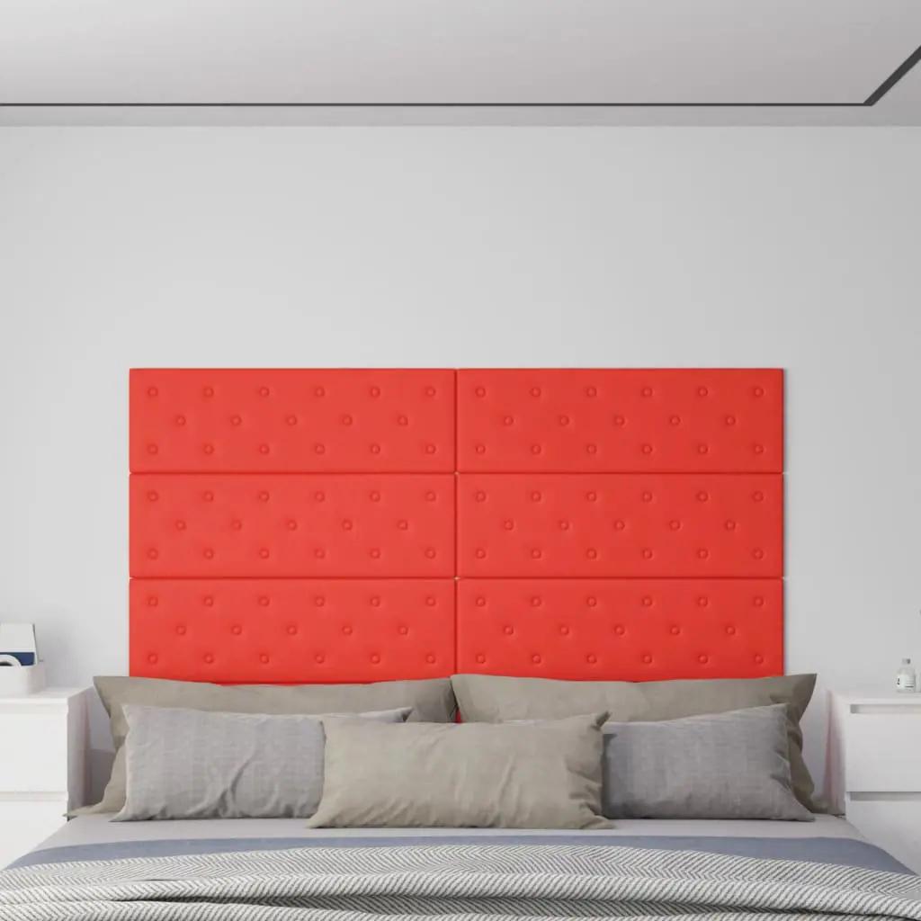 Wandpanelen 12 st 3,24 m² 90x30 cm kunstleer rood