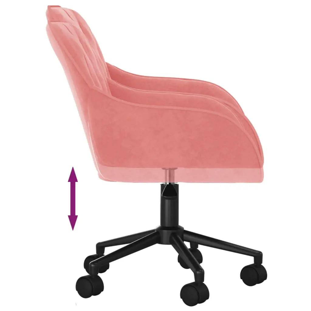 Kantoorstoel draaibaar fluweel roze (6)