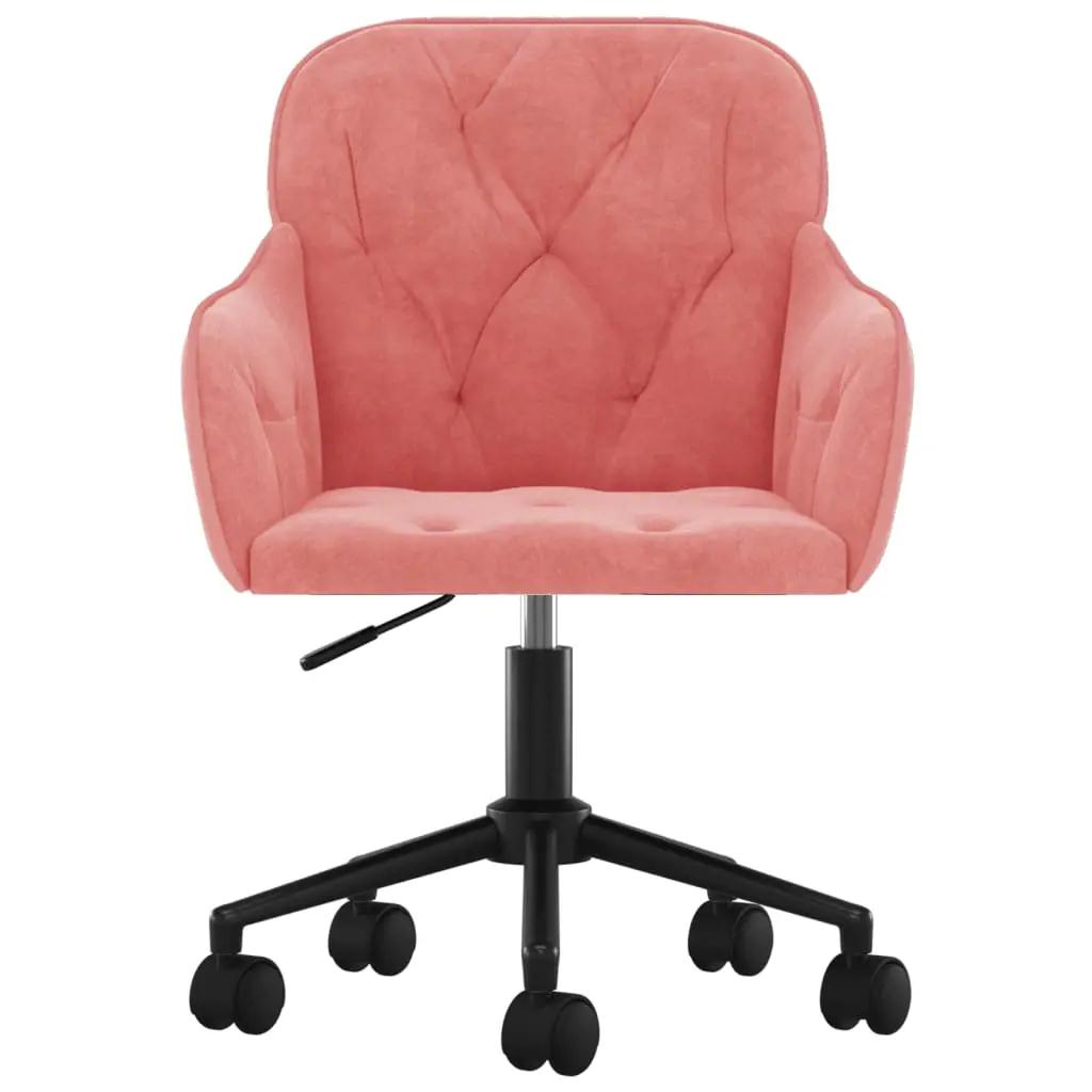 Kantoorstoel draaibaar fluweel roze (3)