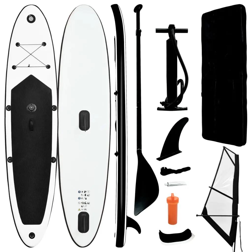 Stand Up Paddleboard opblaasbaar met zeilset zwart en wit (1)