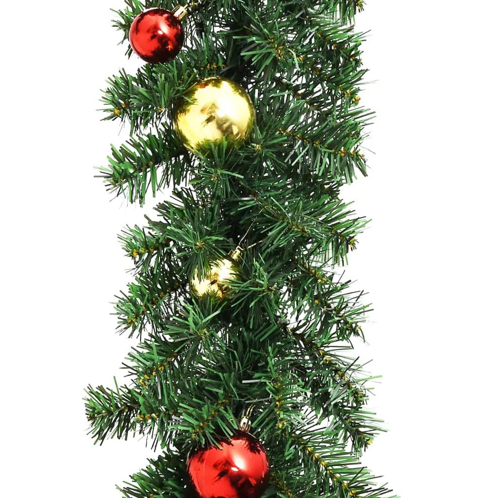 Kerstslinger versierd met kerstballen en LED-lampjes 20 m (4)