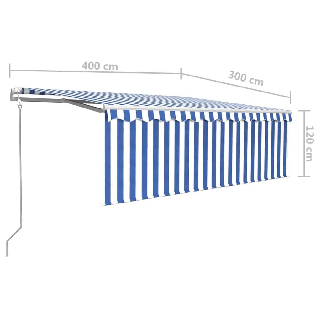 Luifel automatisch uittrekbaar met rolgordijn 4x3 m blauw wit (8)