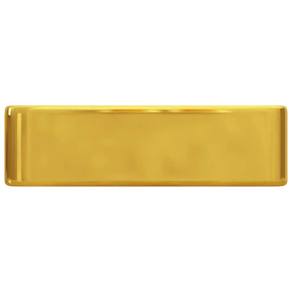Wastafel met kraangat 48x37x13,5 cm keramiek goudkleurig (3)