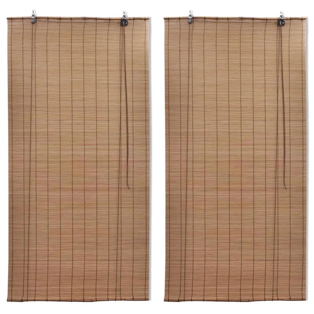 Rolgordijnen 2 st 150x220 cm bamboe bruin (1)