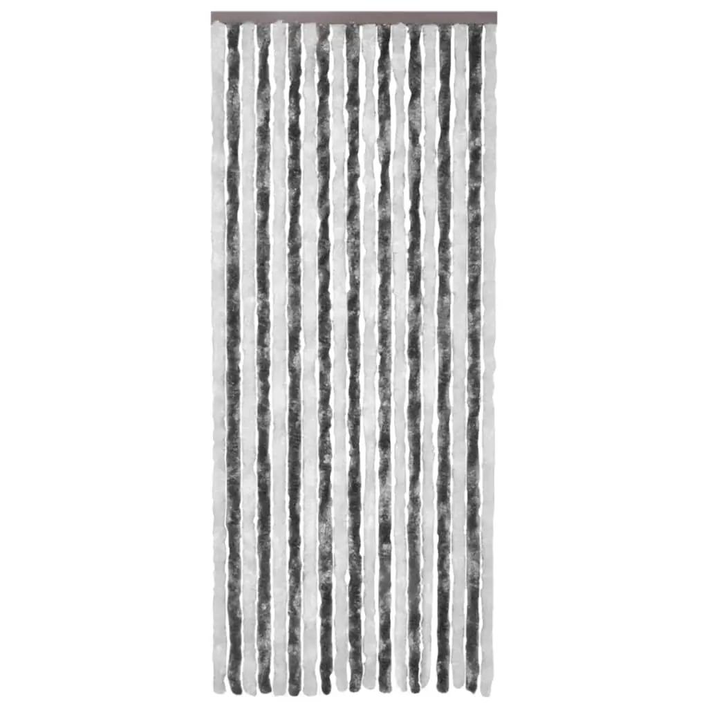 Vliegengordijn 56x200 cm chenille grijs en wit (2)