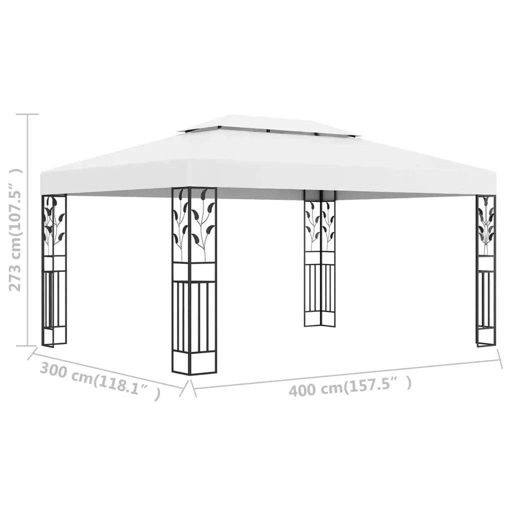 Prieel met dubbel dak 3x4 m wit (6)