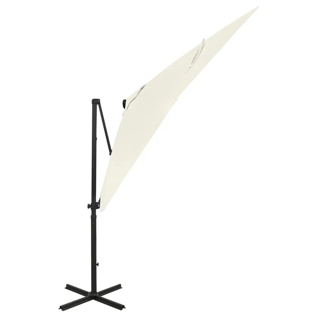 Zweefparasol met paal en LED-verlichting 250 cm zandkleurig (4)