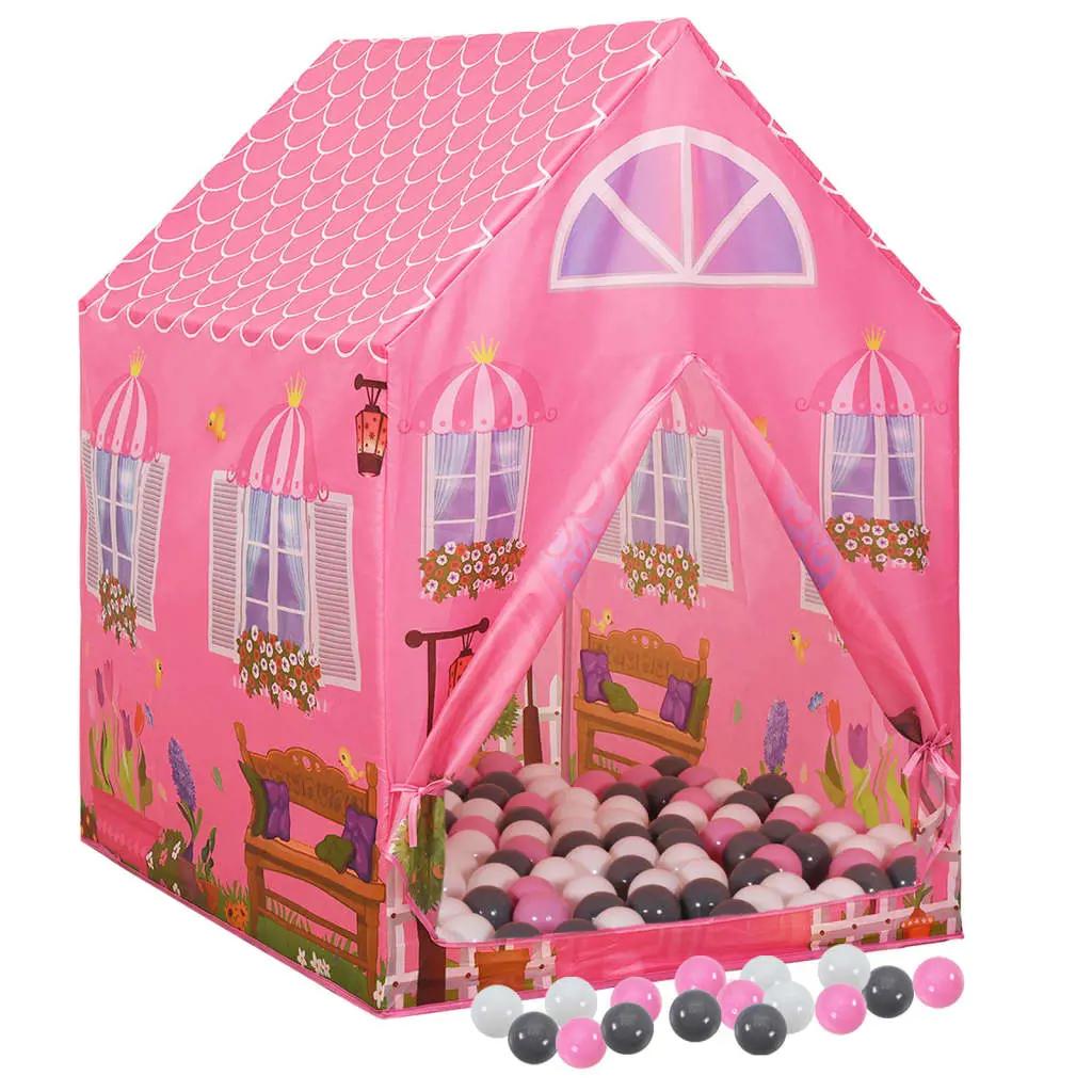 Kinderspeeltent met 250 ballen 69x94x104 cm roze (2)