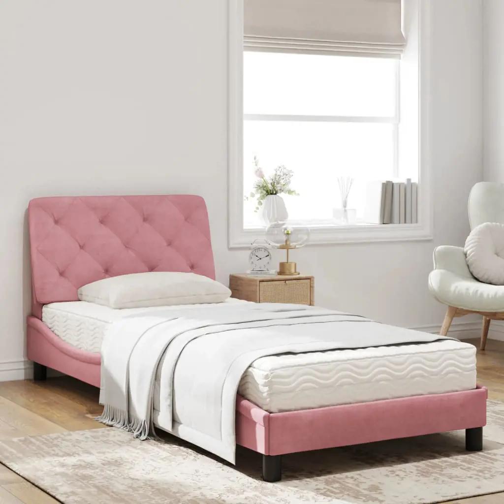 Bed met matras fluweel roze 80x200 cm (3)