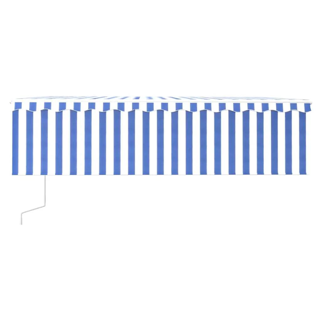 Luifel automatisch uittrekbaar met rolgordijn 5x3m blauw en wit (3)