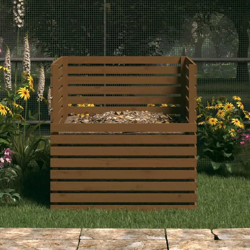 Compostbak 100x100x102 cm massief grenenhout honingbruin (3)
