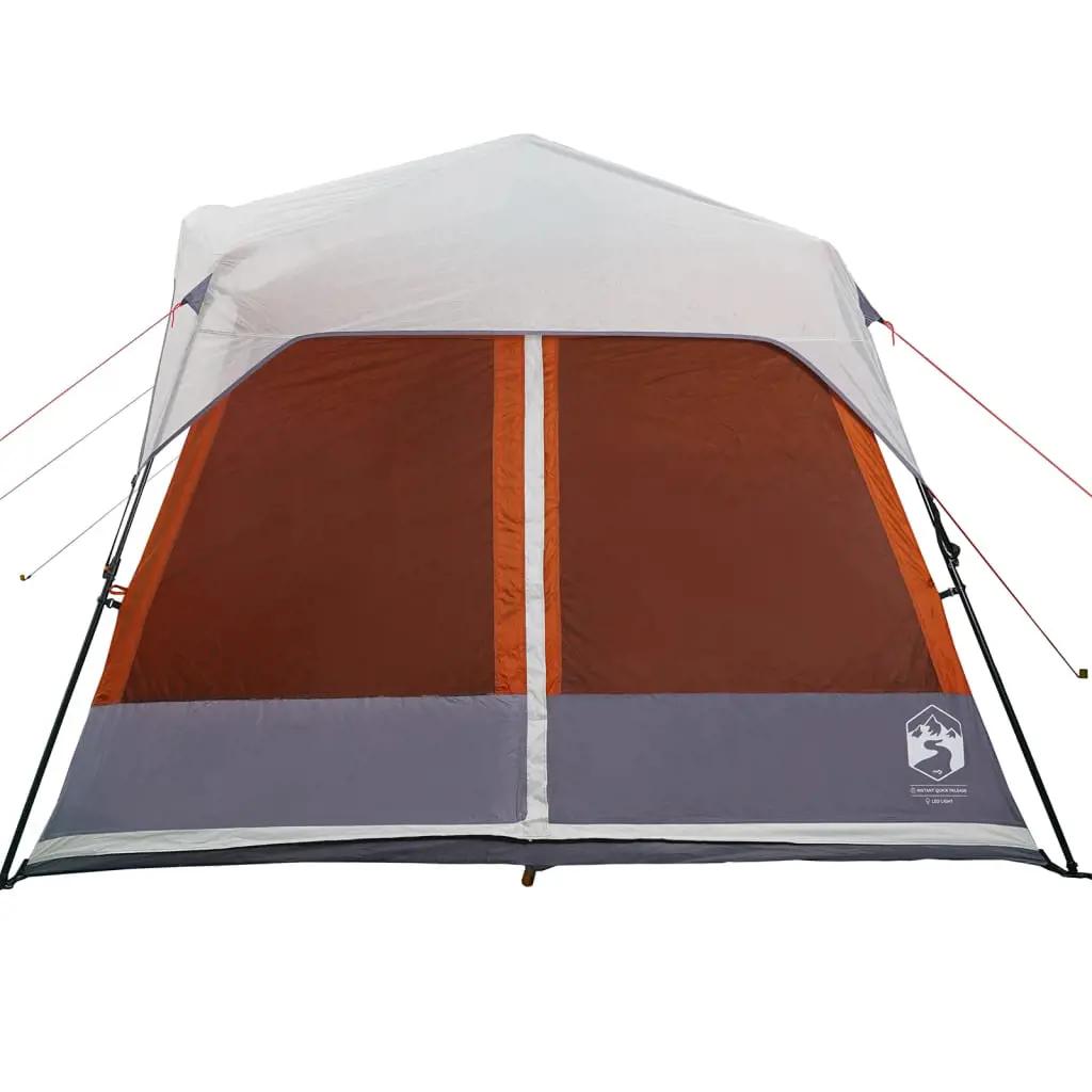 Tent 9-persoons waterdicht met LED lichtgrijs en oranje (8)