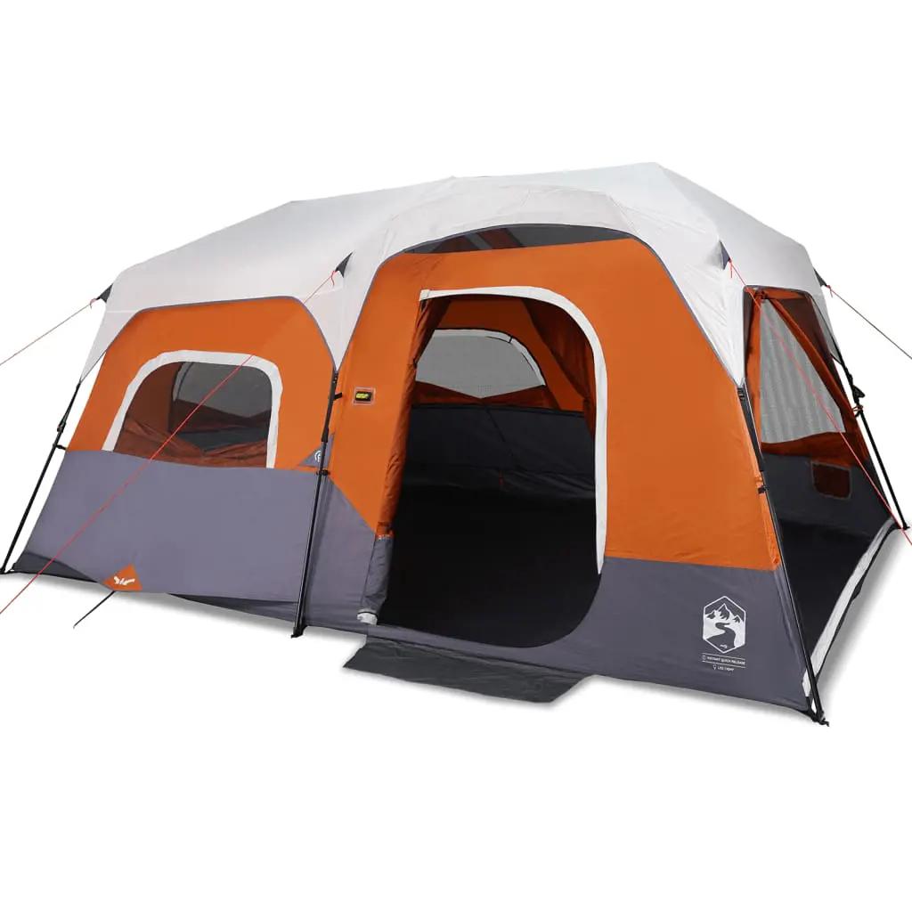 Tent 9-persoons waterdicht met LED lichtgrijs en oranje (2)