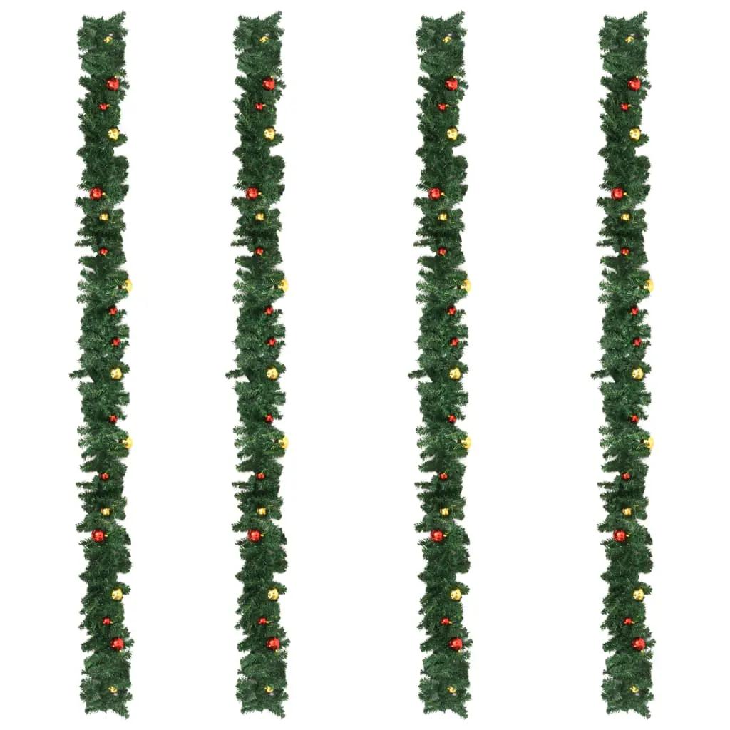 Kerstslingers 4 st met kerstballen 270 cm PVC groen (4)