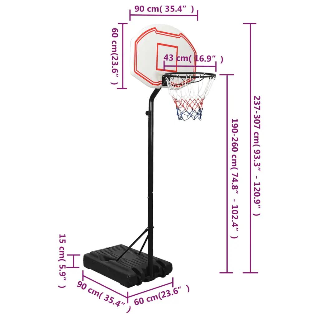 Basketbalstandaard 237-307 cm polyetheen wit (10)