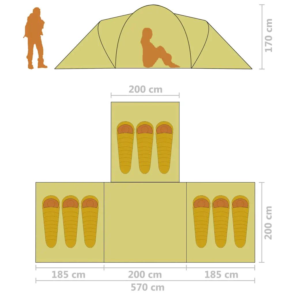 Tent 9-persoons stof grijs en oranje (7)