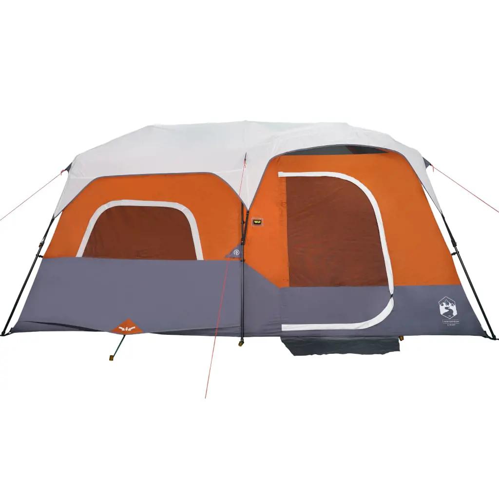 Tent 9-persoons waterdicht met LED lichtgrijs en oranje (7)