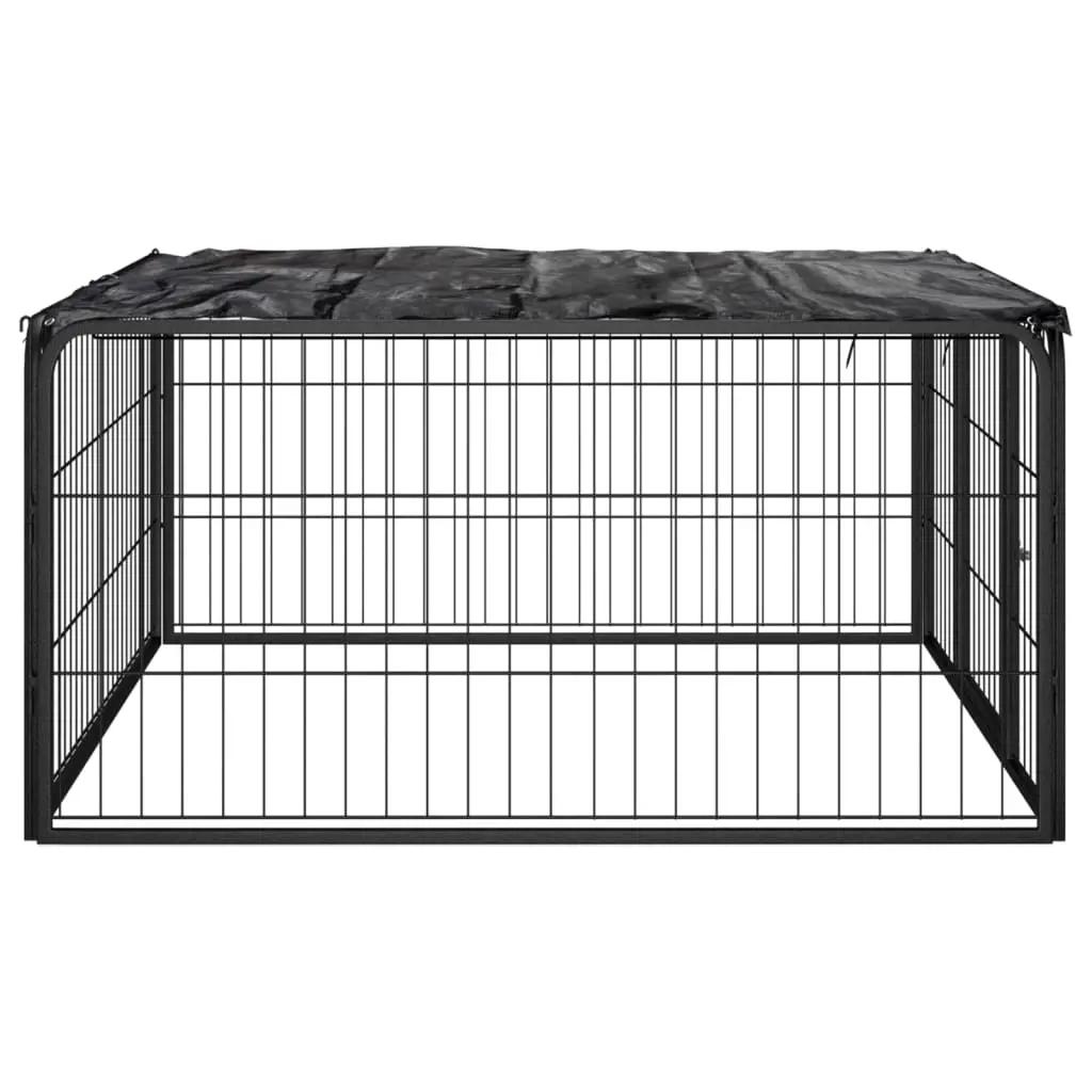Hondenkennel 4 panelen 100x50 cm gepoedercoat staal zwart (3)