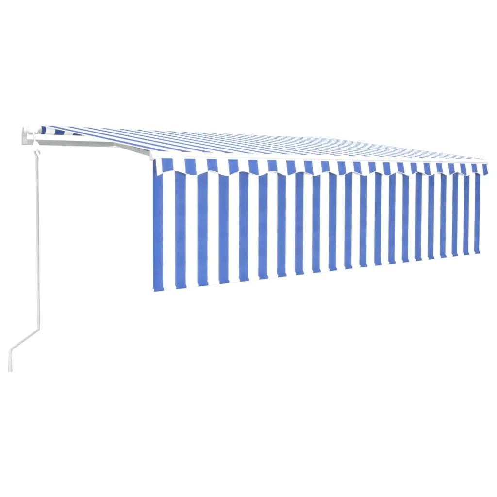 Luifel automatisch uittrekbaar met rolgordijn 5x3m blauw en wit (2)
