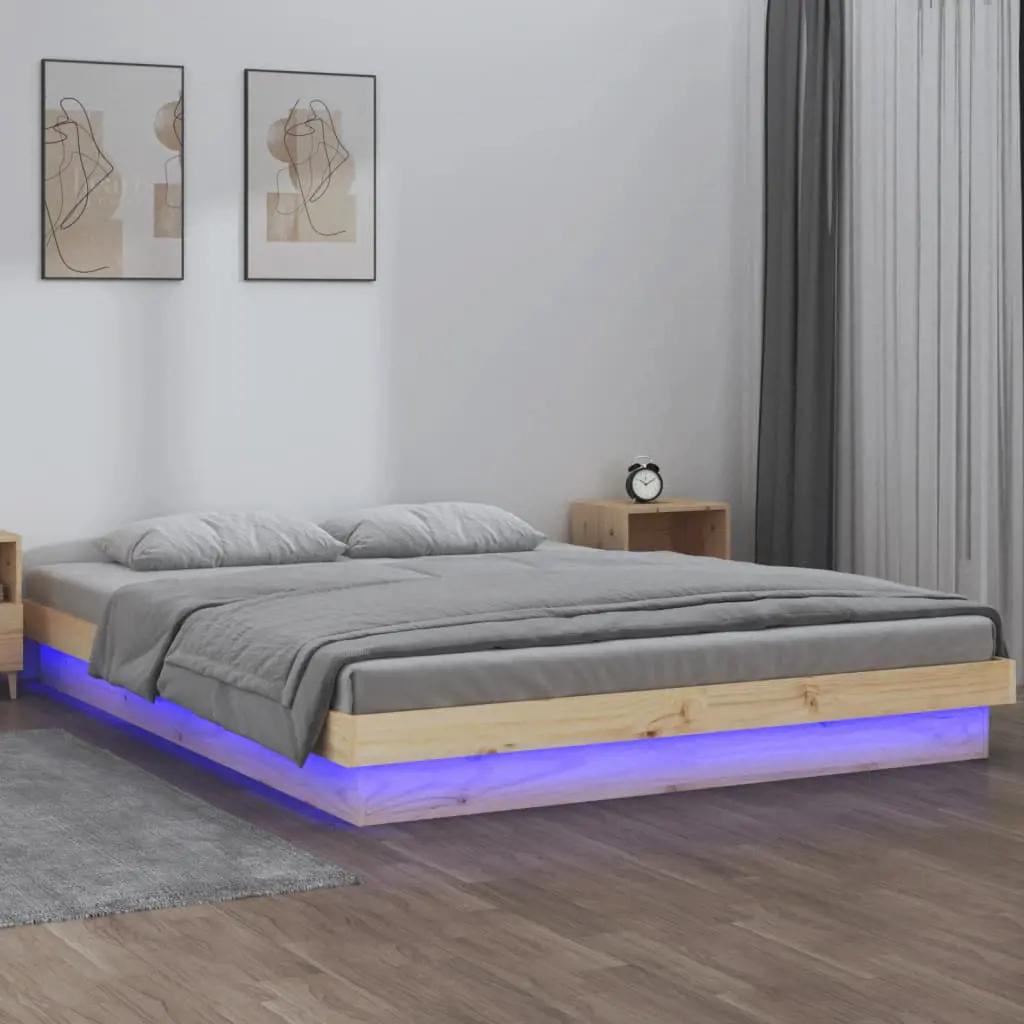 Bedframe LED massief hout 200x200 cm (1)