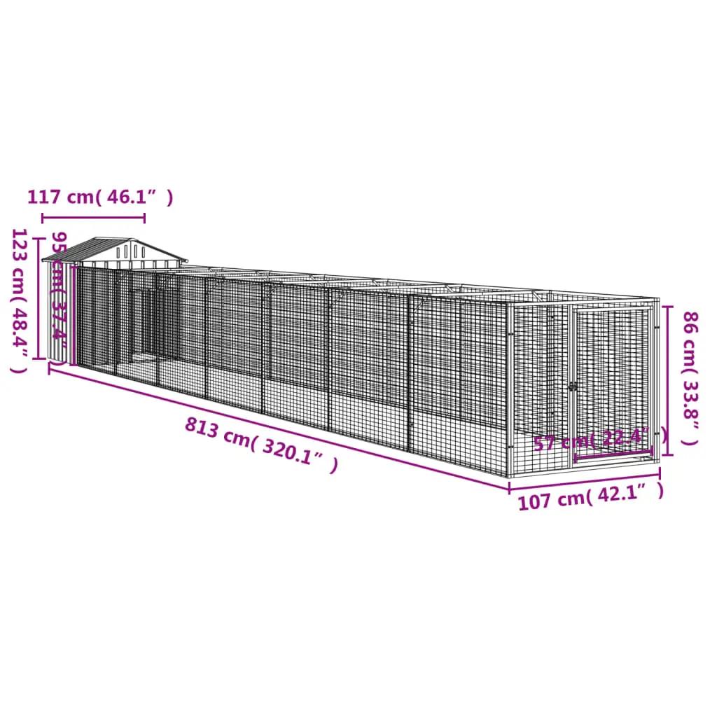 Hondenhok met dak 117x813x123 cm staal lichtgrijs (9)