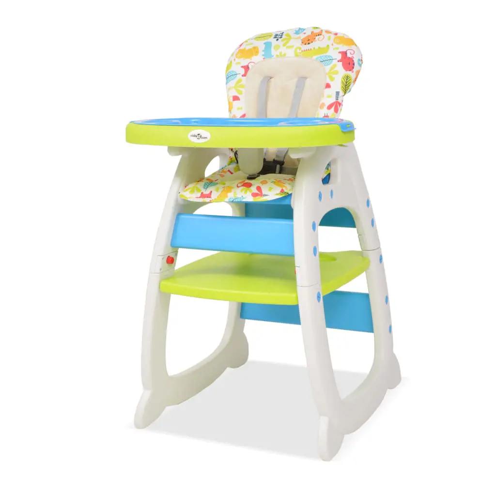 Kinderstoel met blad 3-in-1 verstelbaar blauw en groen (1)