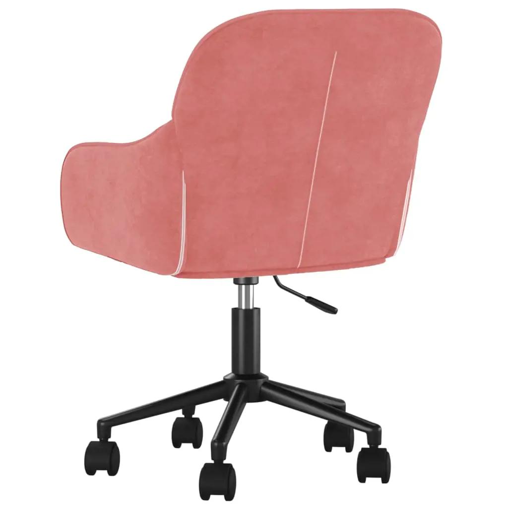 Kantoorstoel draaibaar fluweel roze (5)